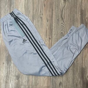 Adidas Men's Gray Joggers with Black Stripes
